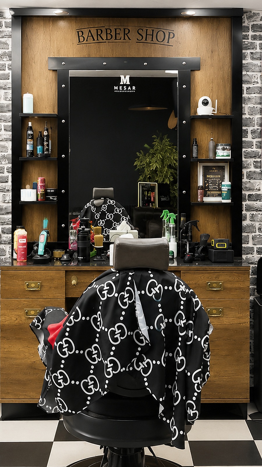 Poste de coupe et enseigne Barber Shop